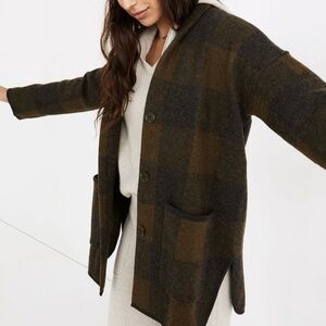 Madewell Buffalo Check Sweater Coat M
